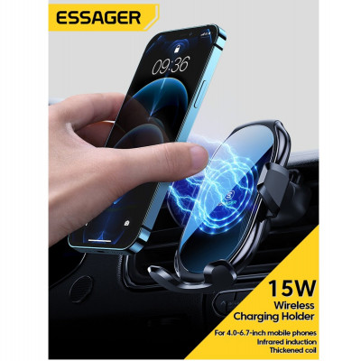 Тримач для мобільного Essager Mirrow Magnetic Phone Holder (Car Air-conditioner Vent Type)  black (EZJCXC-JZY01) (EZJCXC-JZY01) - зображення 3