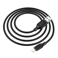 Кабель BOROFONE BX42 USB to iP 2.4A, 1m, silicone, TPE connectors, Black (Цвет Черный) - фото № 4