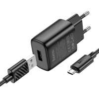 Мережевий зарядний пристрій HOCO C134A Solid single-port charger set (Micro) (EU) Black (Цвет 7073) - фото № 3