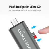 Кардридер Vention USB3.0 Multi-function Card Reader Gray Metal Type (CCHH0) (Колір Gray) - фото № 3