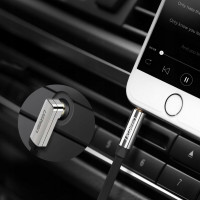 Аудіокабель UGREEN AV119 3.5mm Male to 3.5mm Male Straight to angle flat Cable 1m (Black)(UGR-10597) (Колір 7073) - фото № 6