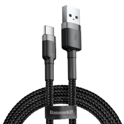 Кабель Baseus Cafule Cable USB For Type-C 3A 0,5м Серый+Черный (CATKLF-AG1) - изображение 1