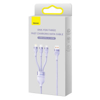 Кабель Baseus Flash Series Ⅱ One-for-three Fast Charging Data Cable USB to M+L+C 100W 1.2m Purple (Колір Фиолетовый) - фото № 2