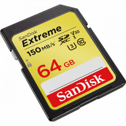 SDXC (UHS-1 U3) SanDisk Extreme 64Gb class 10 V30 (150Mb/s)