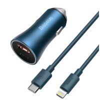 Автомобільний зарядний пристрій Baseus Golden Contactor Pro Dual Fast Charger Car Charger C+C 40W Blue  - фото № 5