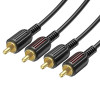 Аудiо-кабель BOROFONE BL13 2RCA red and white double lotus audio cable Black - изображение 3