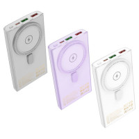 Зовнішній акумулятор HOCO Q22 Taurus 22.5W+PD20W magnetic fully compatible power bank with digital display(10000mAh) Gray (Колір Gray) - фото № 3
