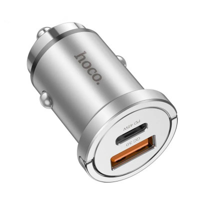 Автомобільний зарядний пристрій HOCO NZ10 Handy PD45W+QC3.0 car charger Silver - изображение 3