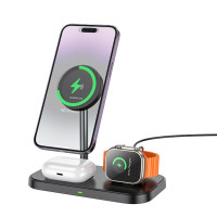 Бездротовий зарядний пристрій BOROFONE BQ29 Feliz 3-in-1 wireless fast charger Black (Цвет Черный) - фото № 3