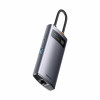 USB-хаб Baseus Metal Gleam Series 4-in-1 Multifunctional Type-C HUB Docking Station Gray （Type-C to USB3.0*3+RJ45*1） (Gray)- № 3
