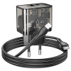 Мережевий зарядний пристрій HOCO N34 Dazzling dual-port PD20W+QC3.0 charger set(C to iP) Transparent Black - изображение 2