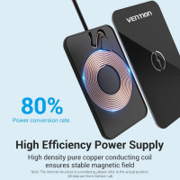 Бездротовий зарядний пристрій Vention Wireless Charger 15W Ultra-thin Mirrored Surface Type 0.05M Black (Цвет Черный) - фото № 3