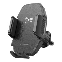 Автотримач для телефона з БЗП BOROFONE BH213 Adelante wireless fast charging car holder(air outlet) Black