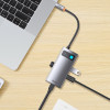 USB-хаб Baseus Metal Gleam Series 4-in-1 Multifunctional Type-C HUB Docking Station Gray （Type-C to USB3.0*3+RJ45*1） (Gray)- № 5