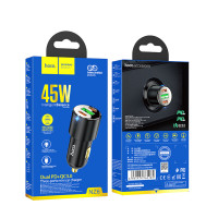 Автомобільний зарядний пристрій HOCO NZ6 PD45W 3-port(2C1A) car charger Black (Цвет Black) - фото № 2