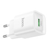 Мережевий зарядний пристрій HOCO C145A Charm single port QC3.0 charger (EU) White (Білий)- № 3