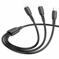 Кабель BOROFONE BX71 USB to iP+Type-C+Micro 2A, 1m, PVC, PVC connectors, Black (Цвет 7073) - фото № 2