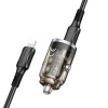 Автомобільний зарядний пристрій BOROFONE BZ29A Talented PD36W+QC3.0 car charger set(C to iP) Black (Transparent Black)- № 3