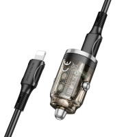 Автомобільний зарядний пристрій BOROFONE BZ29A Talented PD36W+QC3.0 car charger set(C to iP) Black (Цвет Transparent Black) - фото № 3