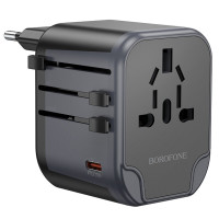 Мережевий зарядний пристрій BOROFONE BAC13 Leader 3-port PD20W(1C2A) universal conversion charger Black (Цвет 7073) - фото № 4