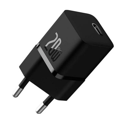 Мережевий зарядний пристрій Baseus GaN5 Fast Charger(mini) 1C 20W EU Black - зображення 1
