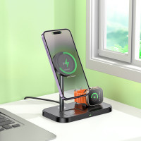 Бездротовий зарядний пристрій BOROFONE BQ29 Feliz 3-in-1 wireless fast charger Black (Цвет Черный) - фото № 4