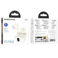 Бездротові навушники BOROFONE FQ4 Lighten true wireless ANC+ENC noise reduction BT headset Milky white (Цвет Milky-White) - фото № 2
