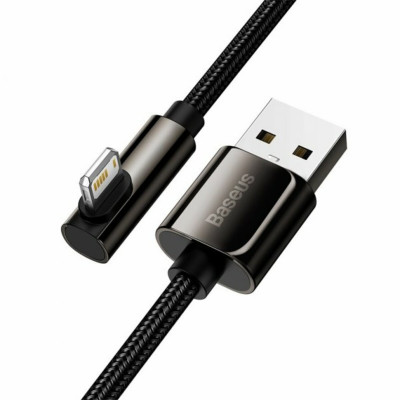 Кабель Угловой кабель Baseus Legend Series для быстрой зарядки данных USB to iP 2.4A, 2 м, черный (CALCS-A01) - изображение 3