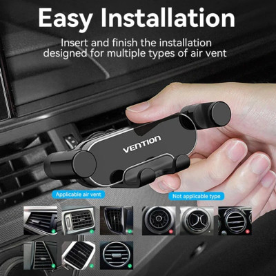 Автотримач для телефону Vention One Touch Clamping Car Phone Mount With Suction Cup Black Square Type (KCVB0) - зображення 5