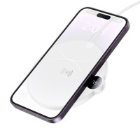Бездротовий зарядний пристрій BOROFONE BQ39 Cypress desktop wireless fast charger with digital display White (Колір Білий) - фото № 3