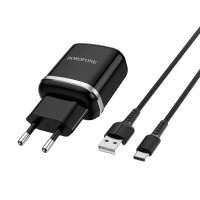 Мережевий зарядний пристрій BOROFONE BA36A High speed single port QC3.0 charger set 18W(Type-C) Black (Цвет 7073) - фото № 2