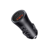 Автомобільний зарядний пристрій Baseus Golden Contactor Max Dual Fast Charger Car Charger U+C 60W Dark Gray (Колір Темно-серый) - фото № 2