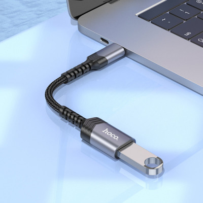 Кабель-перехідник HOCO UA24 Type-C male to USB female 3.0 converter Metal Gray - зображення 7