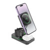 Бездротовий зарядний пристрій HOCO CQ10 Consuelo folding 3-in-1 wireless fast charger Black (7073)- № 2