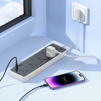 Мережевий подовжувач HOCO AC14A Rico 5-position socket(PD30W/1C3A) Black (Цвет 7073) - фото № 4