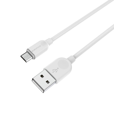 Кабель BOROFONE BX14 USB to Micro 2.4A, 1м, ПВХ, разъемы TPE, Белый (BX14M1W) - изображение 2