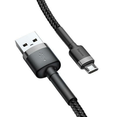 Кабель Baseus cafule Кабель USB For Micro 2.4A 0.5M Серый+Черный (CAMKLF-AG1) - изображение 5