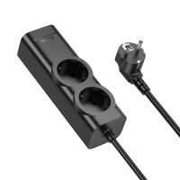 Мережевий подовжувач HOCO NS10 Wisdom 2-position (PD67W/3C1A) desktop socket (EU/GER) Black (Цвет 7073) - фото № 3