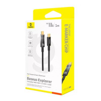 Кабель Baseus Explorer Charging Cable USB-C to USB-C 100W with Auto Shutdown  1m Cluster Black (Цвет Черный) - фото № 2