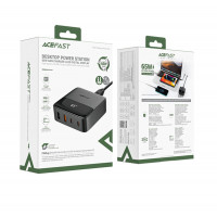 Мережевий зарядний пристрій ACEFAST Z6 PD65W GaN (2*USB-C+2*USB-A) desktop charging adapter Black (Колір Черный) - фото № 2