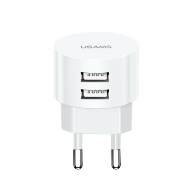 МЗП Usams Travel Charging Set Send-Tu Series (Зарядное устройство T20 Dual USB Round Charger+Lightning-кабель U35) Белый (XTXLOGT1804) - изображение 1