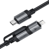 Кабель ACEFAST C20-01 USB-C to USB-C / Lightning aluminum alloy connectors charging data cable Black (Цвет 7073) - фото № 6