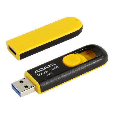 Flash A-DATA USB 3.2 UV128 16Gb Black/yellow - зображення 1