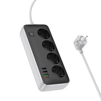 Мережевий подовжувач HOCO AC22 Sunlight 4-bit(PD30W/1C3A) desktop socket(EU/GER) Black (Цвет Черный) - фото № 2