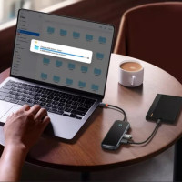 USB-Hub Baseus AcmeJoy 5-Port Type-C HUB Adapter（Type-C to USB3.0*2+USB2.0*1+Type-C PD&Data *1+RJ45*1）Dark Gray (Колір Сірий) - фото № 5
