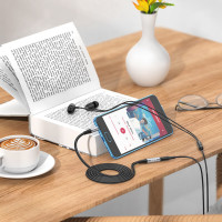 Аудiокабель HOCO UPA20 3.5 audio extension cable male to female (L=2M) Metal Gray (Цвет Metal Gray) - фото № 8