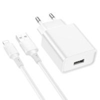 Мережевий зарядний пристрій BOROFONE BA74A Aspirer single port charger set(iP) White
