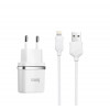 Мережевий зарядний пристрий HOCO C11 Smart, комплект зарядного устройства с одним USB (iP-кабелем) Белый (6957531047735)