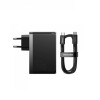 МЗП Baseus GaN5 Pro Fast Charger 2C+U 140W EU Black(With Superior Series Fast Charging Data Cable Type-C to Type-C 240W（48V/5A） 1m  Black) (CCGP100201) - зображення 3
