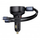Автомобільний зарядний пристрій Baseus Enjoyment Pro Car Charger C+Retractable C & iP Cable 60W Cluster Black